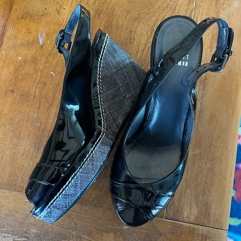 Stuart Weitzman Black Patent Wedge - image 1